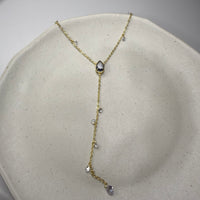 Gravatinha - Gota Lavanda - Joia Banhada a Ouro 18k