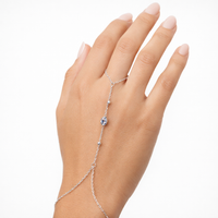 Hand Chain - Bolinhas e Gota em Zircônia - Joia Banhada a Prata