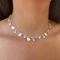 Choker - Elo Grumet com Medalhas de Coração e Pérola - Joia Banhada a Prata