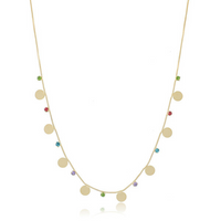 Choker - Veneziano com Medalhas e Pedrinhas Coloridas - Joia Banhada A Ouro 18K