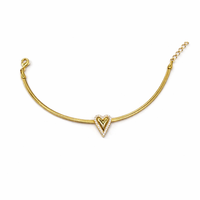 Pulseira - Fita Coração Cravejado - Joia Banhada a Ouro 18k