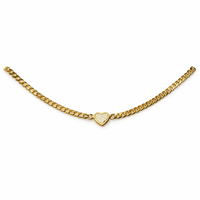 Choker - Elo Grumet com Coração Cravejado - Joia Banhada a Ouro 18k