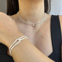 Conjunto Torcidinho - Choker + Pulseira - Joia  Banhada a Prata