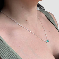 Conjunto - Esmeralda Brinco e Colar - Joias Banhada a Prata