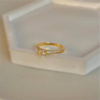 Anel - Solitário Fileira Cravejada - Joia  Banhada a Ouro 18k